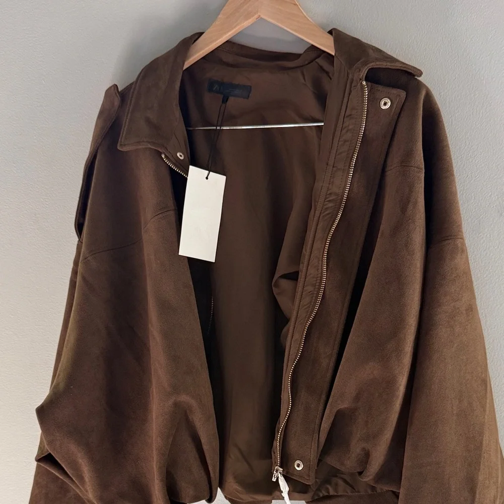 Zara Brown Suede Jacket - Picture 2 of 6